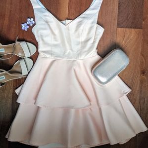 Peach Mini Dress with Tiered Skirt